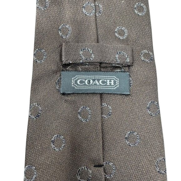 Coach Silk logo neck tie necktie brown silk Made in Italy vintage 90s - Picture 4 of 8